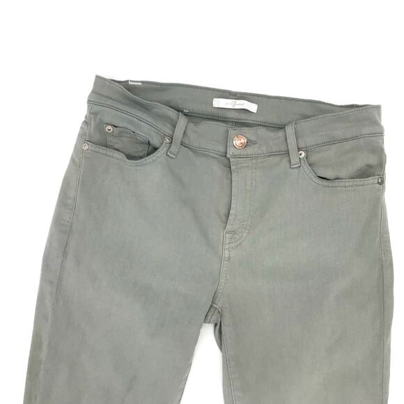 7 For All Mankind Light Green Frayed Hem Skinny Jeans Size 29 - Picture 2 of 7